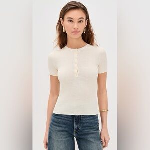 NEW: Nili Lotan Francene ribbed silk Henley T-shirt - US Small